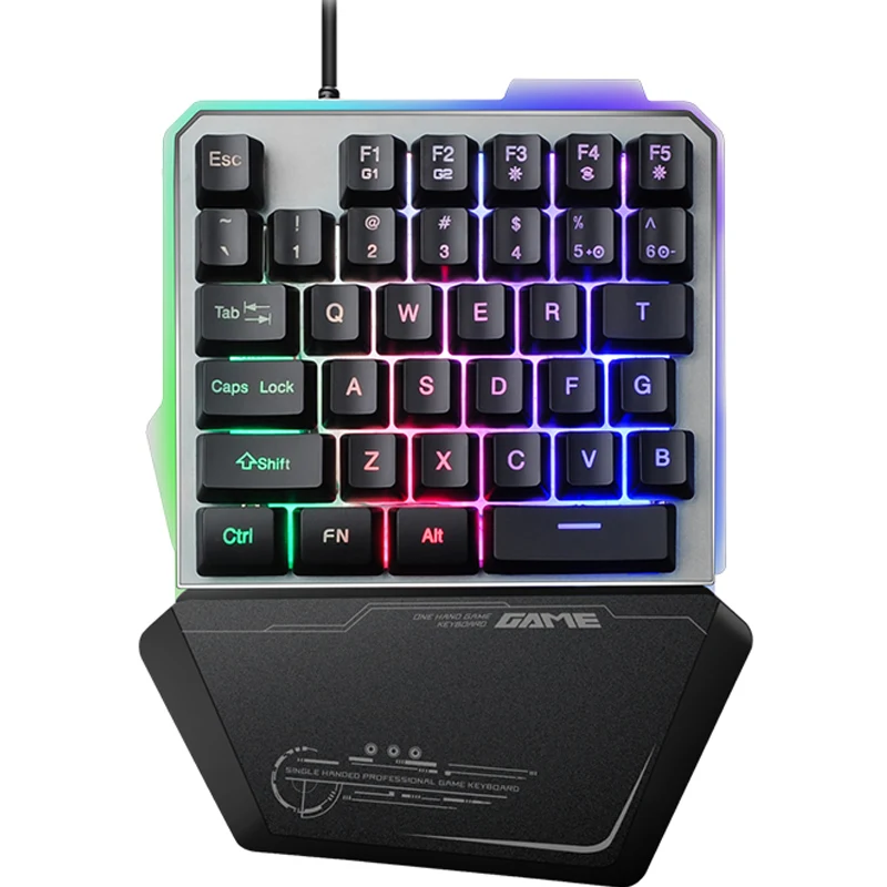 RGB PUBG Single-Handed Keyboard For PS4/Xbox/PC Mobile Phone Game Porable Wired USB LED Backlight Keypad Mechanical Keyboard