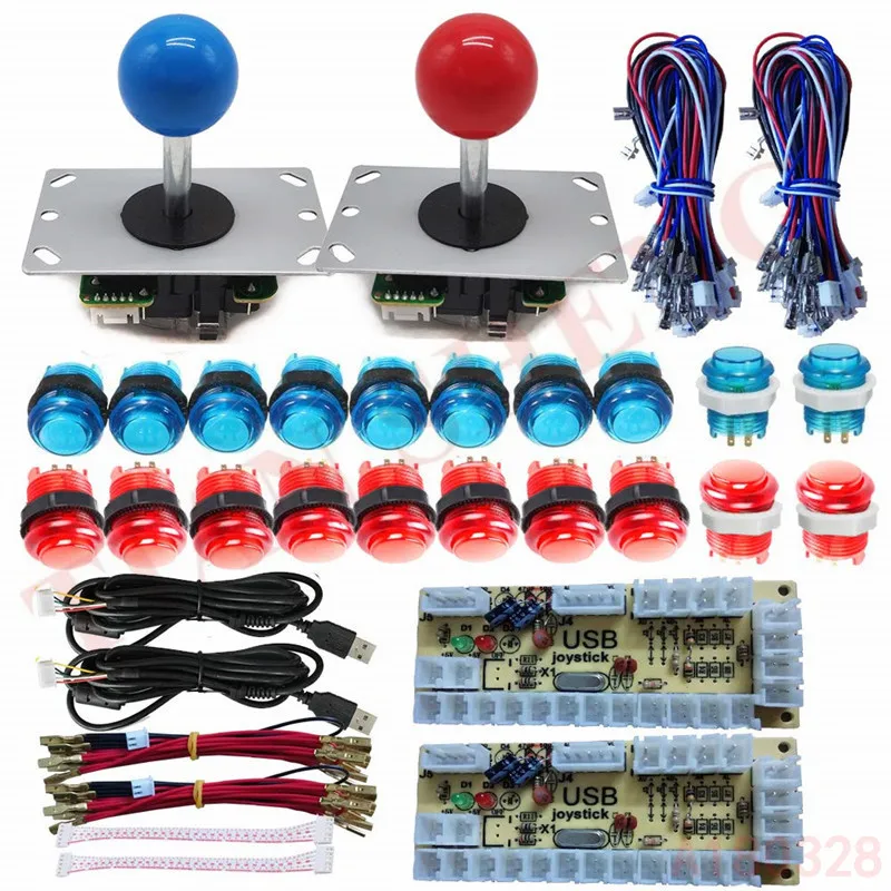 

Arcade DIY LED Kit with Zero Delay USB Encoder to PC Arcade Games 8 Way Joystick + 5V LED Illuminated Arcade Push Buttons (Blue