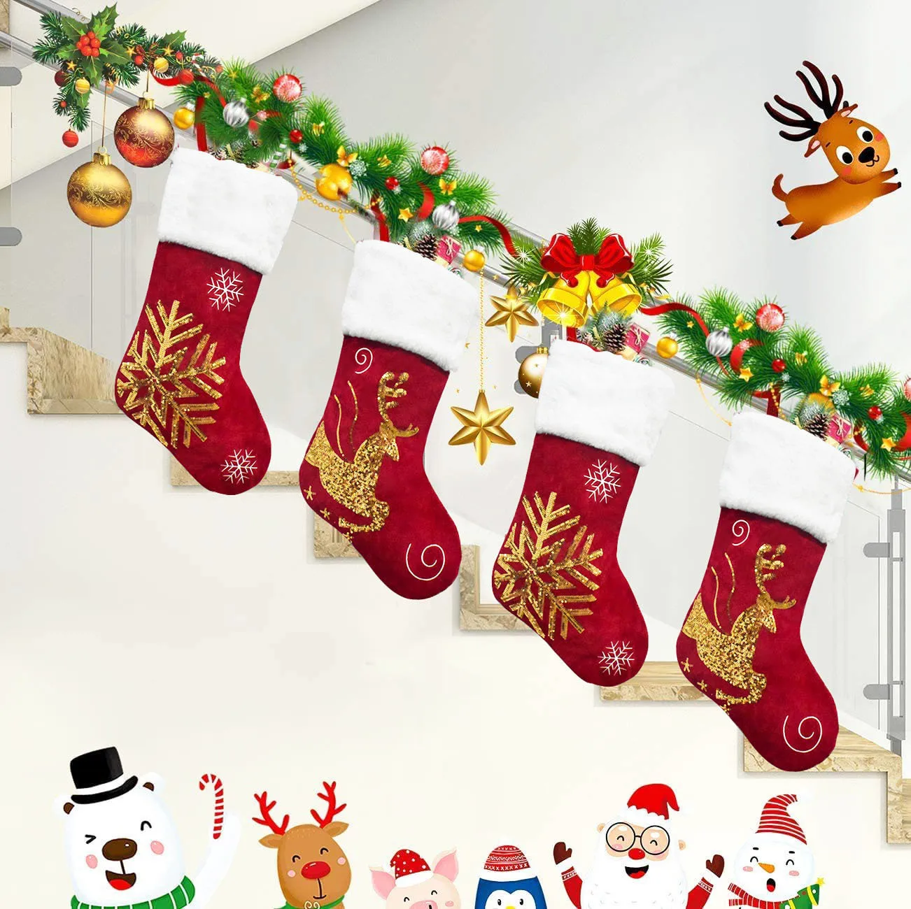 Personalised Christmas Stocking Santa Sack Christmas Eve Bag First Gift Stocking Holiday Decorations