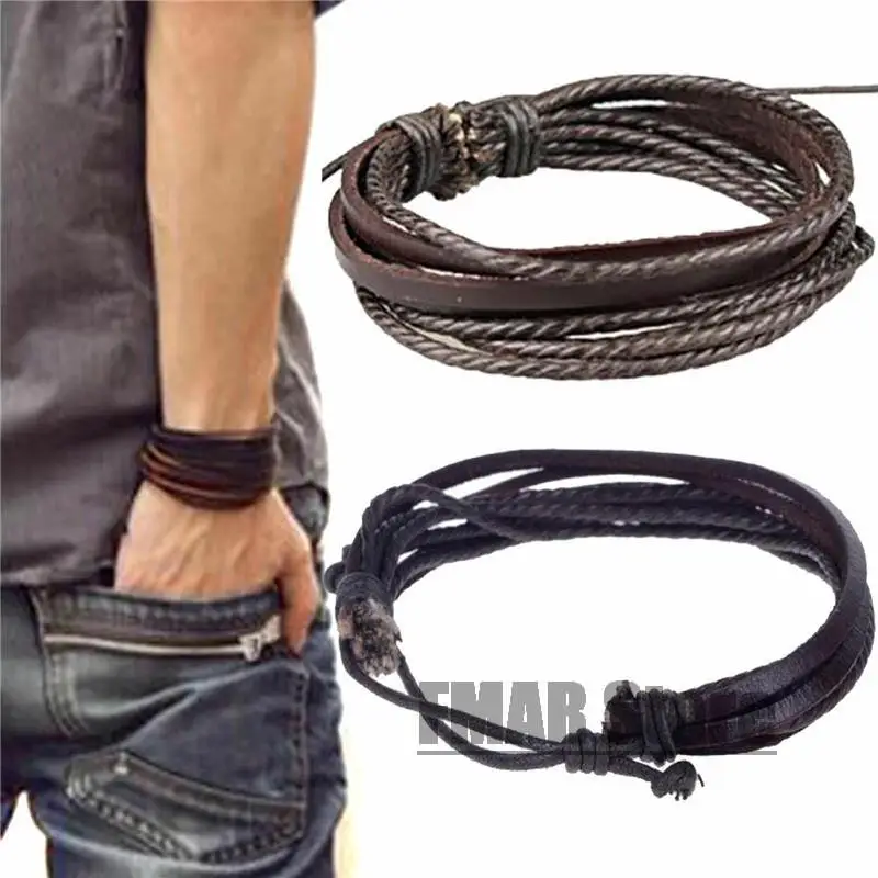 1pcs Retro Leather Wrap Braided Woven Bracelet Wristband Cuff Punk for Men Women Hot Surfer Bracelet Bangle Couples Bohemia Jewelry leather bracelet fashion bracelet fashion jewelry