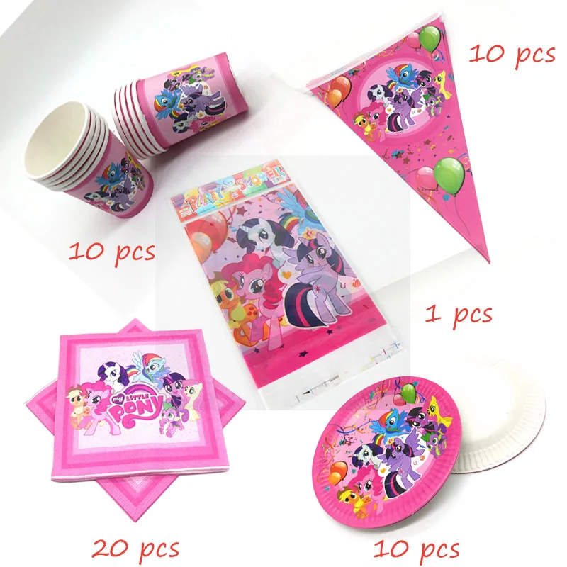 BeiPanQiZhiZhuo-51pc 61 шт./лот, одноразовые столовые приборы в стиле My Little Pony, кружки, тарелки, салфетки, детские скатерти для украшения дня рождения - Цвет: BeiPanQiZhiZhuo-51pc