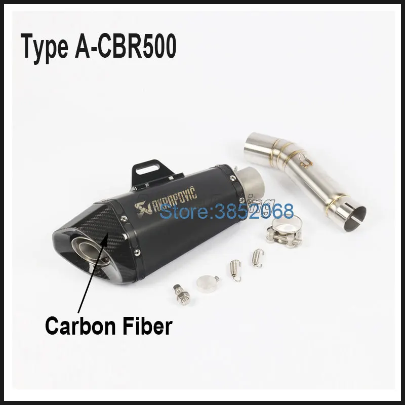 

Motorcycle Exhaust Mufller Pipe Link Pipe for CBR500 CB500F Middle Pipe Adapter with Akrapovic Laser Mark Muffler Escape Damper