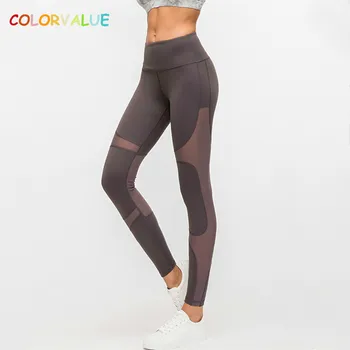 

Colorvalue Butter Soft Naked-feel Fabric Fitness Sport Tights Women Squatproof Patchwork Mesh Yoga Pants Running Gym Leggings
