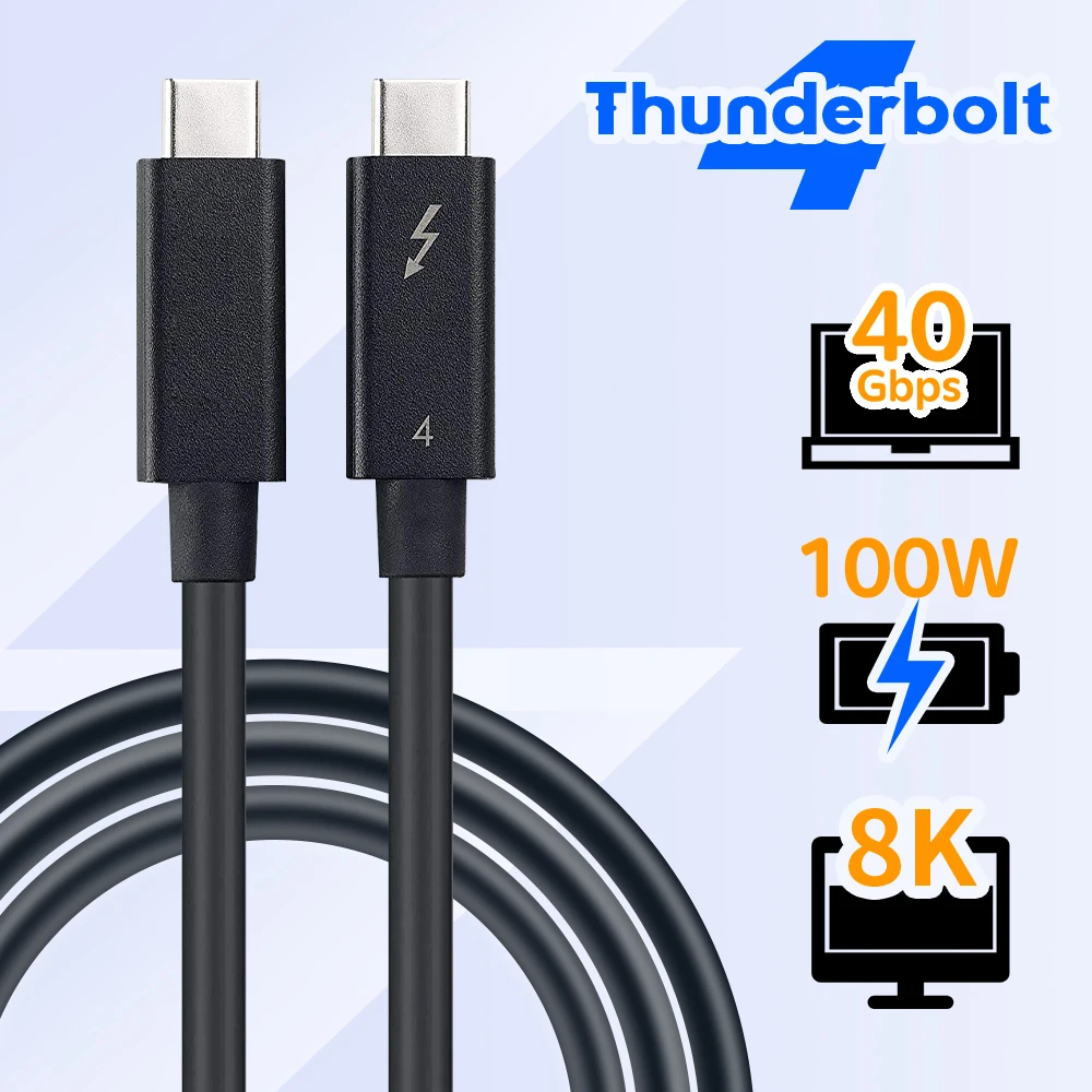 Thunderbolt 4 Cable 8k Certified 40gbps Active Usb C Thunderbolt 4 Cable 2m With 100w Charging