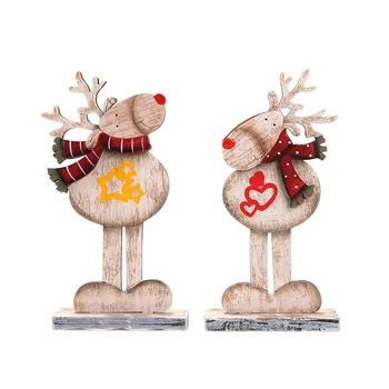 

Retro Style Wooden Assembled Christmas Elk/Reindeer Hotel Window Desktop Counter Decoration/Christmas Atmosphere Decor