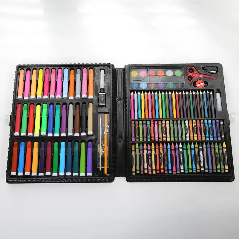 

150 Pieces Child Drawing Kit Students China Mobile Studio Fine Art Gift Box Watercolor Pen Crayon Tool