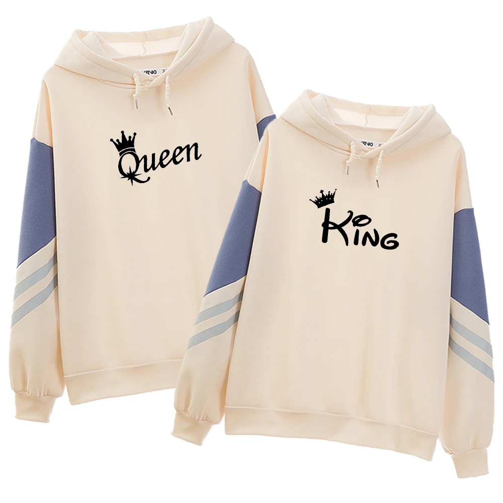 Sudadera con capucha de King y Queen para hombre y suéter informal de estilo para parejas y amantes, ropa juego|Sudaderas capucha y sudaderas| - AliExpress