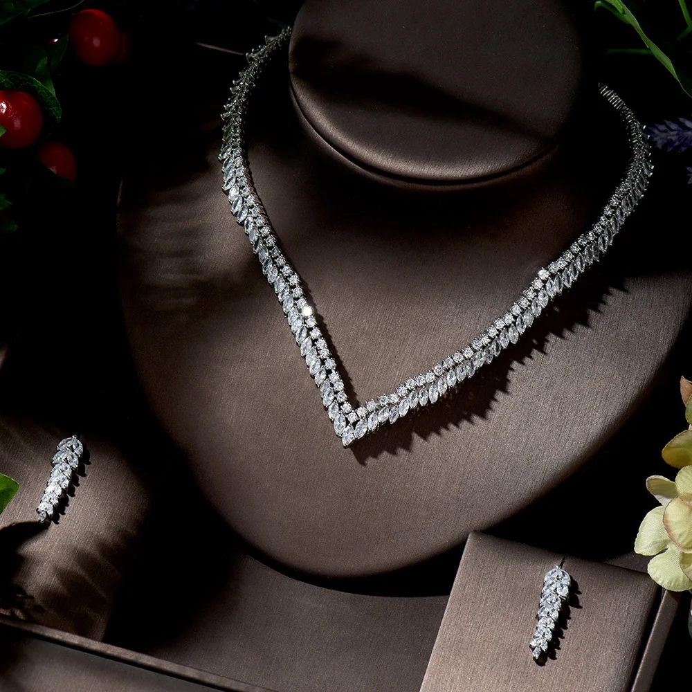 

HIBRIDE роскошный 2 шт. набор украшений для женщин свадебный полный кубический циркон Кристалл CZ Дубай Свадебные Ювелирные наборы 2020 платье Вечерние нее N-1381