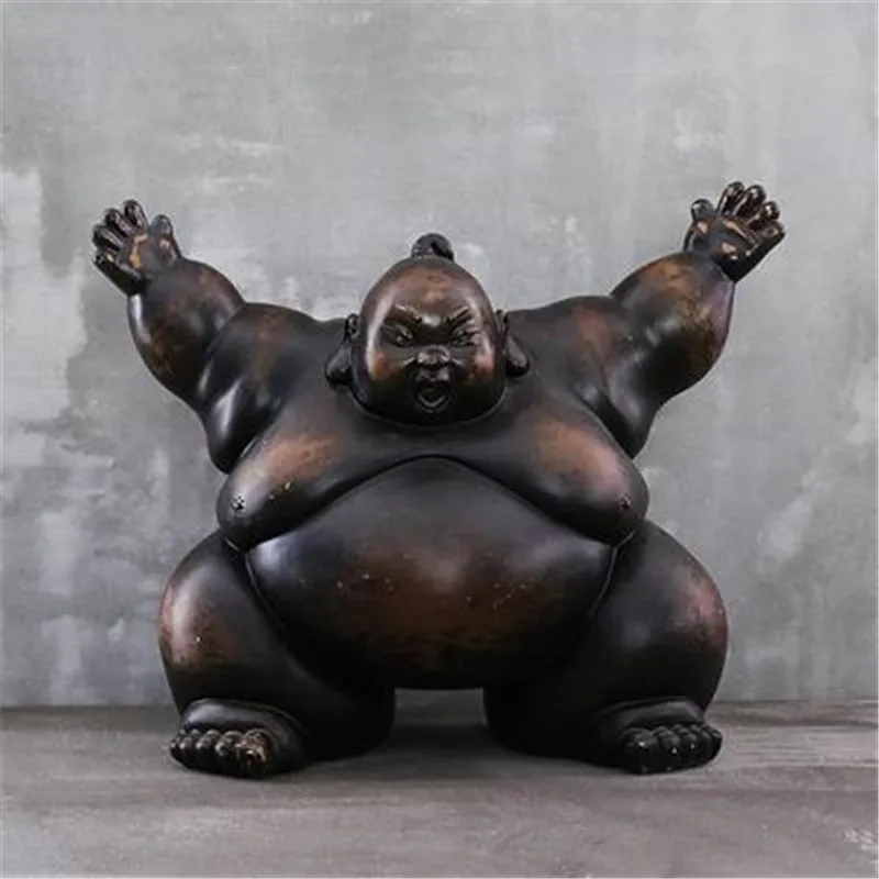 Японский стиль Do старый Sumo Смола ремесленник полная длина портретная скульптура мода кофе витрина магазина художественные украшения X2609 - Цвет: Шоколад