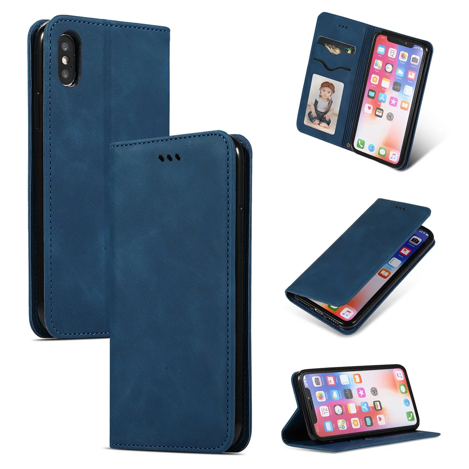 Роскошный сенсорный флип-чехол для iPhone XS Max деловой кожаный чехол IPHONE XR X Ретро