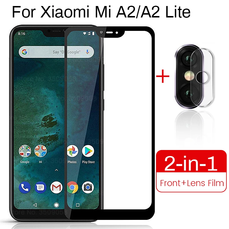 

2-in-1 camera glass protector for xiaomi mi a2 lite safety glass xiomi a2lite light xaomi mia 2 2lite lens film on mia2 mia2lite