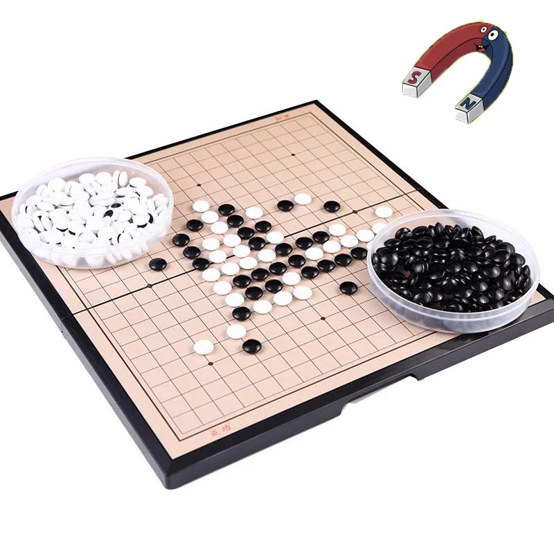 Go Game Chess 2-Player Go Chess Set Magnetic Folding Portable Board Weiqi  Educational Games for Beginner Adult Child Party Game Classic Strategy  Board