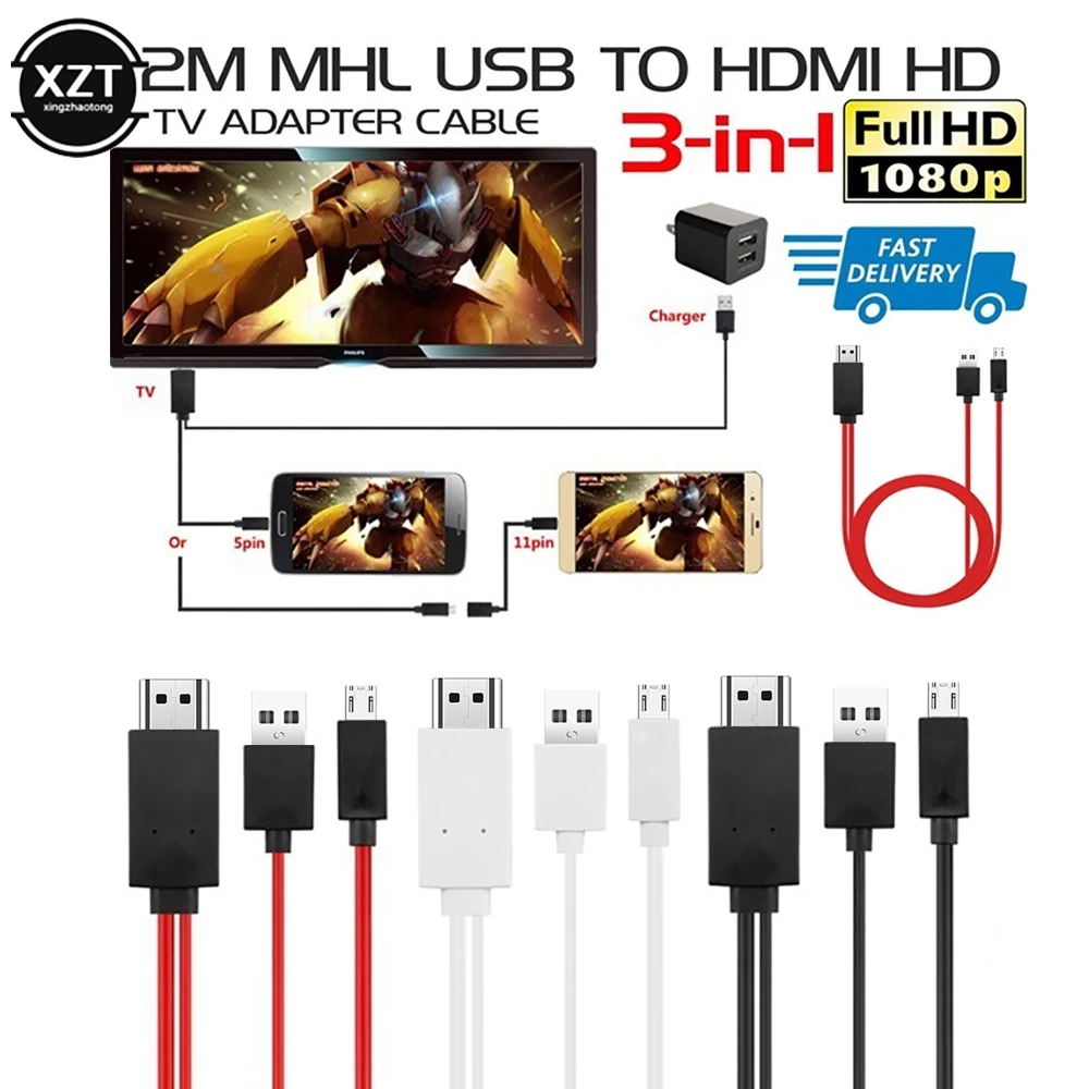 Micro USB to HDMI-compatible 1080P HD TV Cable Adapter 2.0 for charging Samsung s3 s4 s5 note2/3/4 11PIN Accessories | Обустройство