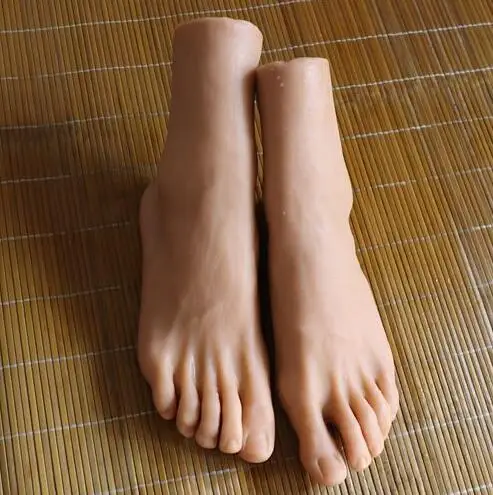 Full Silicone Male Foot Mannequin Foot Model Shoes Display Size 42# wheat A582 