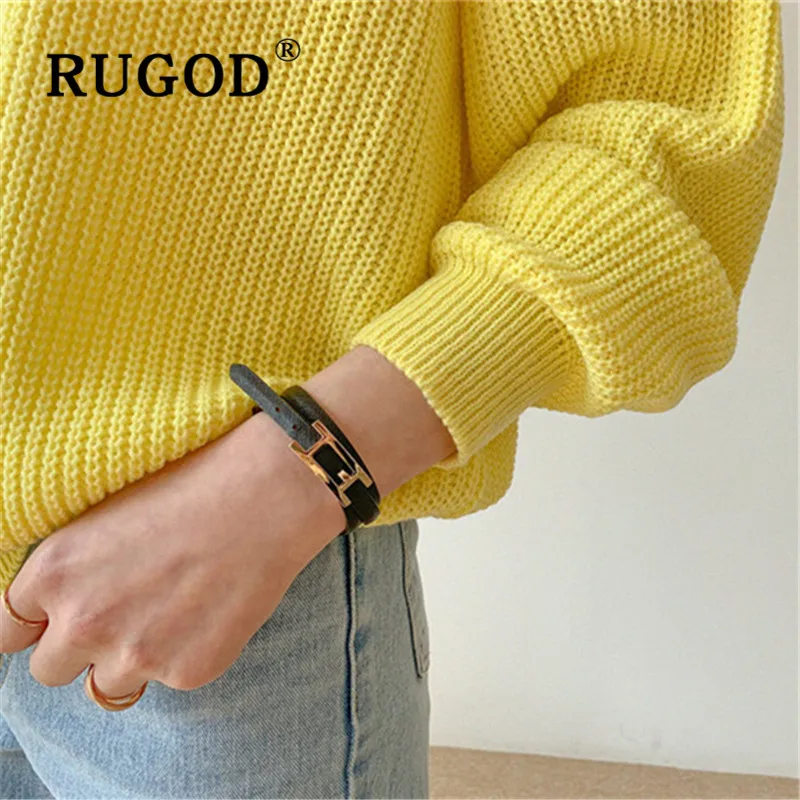 RUGOD женский свитер, пуловеры, новинка, осень, круглый вырез, длинный рукав, свободный, вязанный, модный, женский, Повседневный, теплый, однотонный, корейский топ
