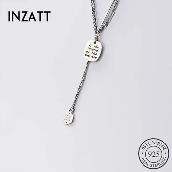 

INZATT Real 925 Sterling Thai Silver Asymmetry Pendant Necklace For Fashion Women Party Hiphop Fine Jewelry Vintage Accessories