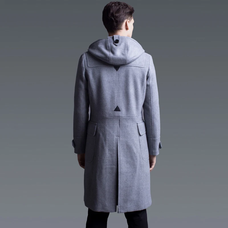 Luxury Solid Wool Color Horn Button Mens Jackets Coats Plus Size 6xl Autumn And Winter Hooded Man Trench Luxury Solid Wool Color Horn Button Mens Jackets Coats Plus Size 6xl Autumn And Winter Hooded Man Trench