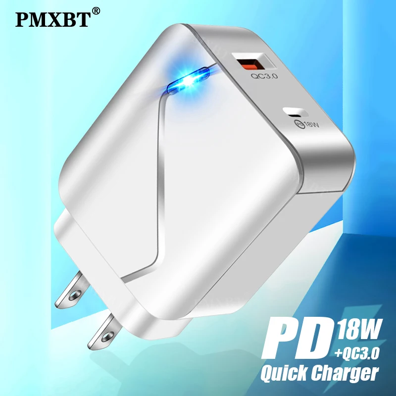 Tanie 18W PD ładowarka USB QC 3.0 ue wtyczka LED Adapter dla iPhone sklep