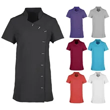 Camiseta feminina atacado 2021, uniforme de enfermeira, blusa de manga curta, folgada, moda feminina para verão, decote em v, cor sólida