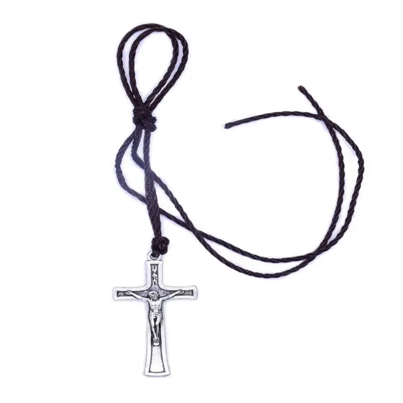 Ретро веревочный Крест Иисуса ожерелье кулон ювелирные изделия для мужчин женщин католический религиозный христианский Шарм подарок