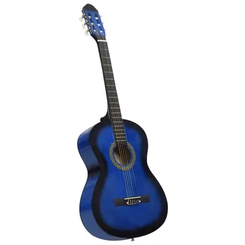 

4/4 39"Classical Guitar Beginner 12 Piece Set 6 Strings Folk Guitar Basswood Wooden for Beginners with Guitar Accessories Blue