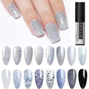 

LILYCUTE 5ml Silver Nail Gel Polish Glitter Sequins UV Gel Rose Gold Magic Nail Varnish Soak Off Nail Art Gel Nail Polish