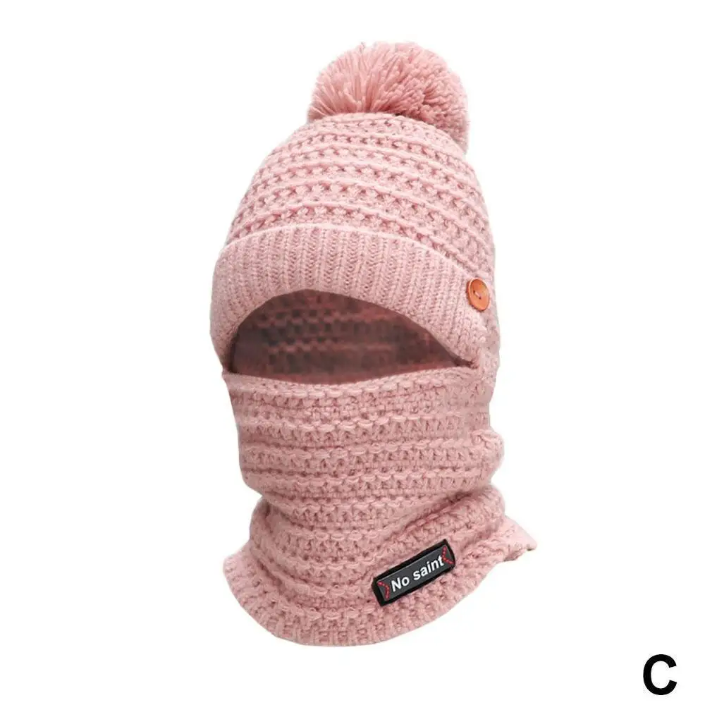 pink Женская зимняя шапка; бархатная теплая осенняя и зимняя женская Милая вязаная шапка из смешанного хлопка - Цвет: pink