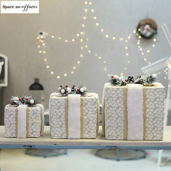 

Christmas Decoration Merry Christmas Candy Gift Box Christmas Tree Decorations Three-piece White New Year's Eve Decorations