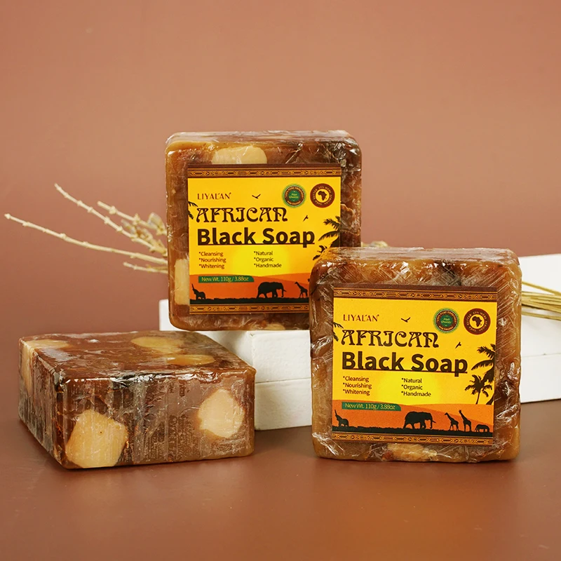 

Natural African Black Soap With Organic Shea Butter Anti Rebelles Treatment Acne Moisturizing SkinCare Handmade Beauty Body Bath