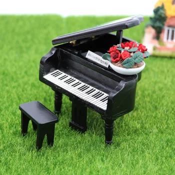 

Wooden Grand Piano Mini Doll Furniture Model for 1/12 Dollhouse Play House Toys FJ88