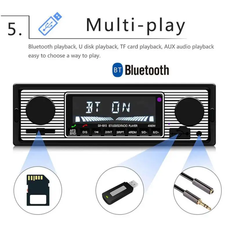 Car Multimedia Digital FM Stereo  Radio  Player Bluetooth Support USB SD MMC Card Reader MP3 AUX WMA  WAV Radio Car Radio Player