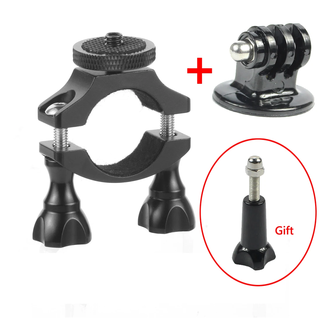 

CNC Bicycle Handle Bar Clamp Mount Clip Camera Holder With 1/4" Tripod Adapter for DJI Osmo Action for GoPro Hero 7 Xiaomi Yi 4K