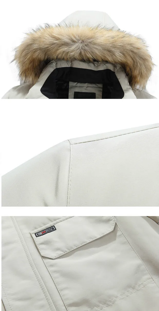kezrea Winter New Male Casual Hooded Outwears Coat Men Down Jacket Warm Fur Overcoat Men's Solid Thick Fleece Zipper Jackets
