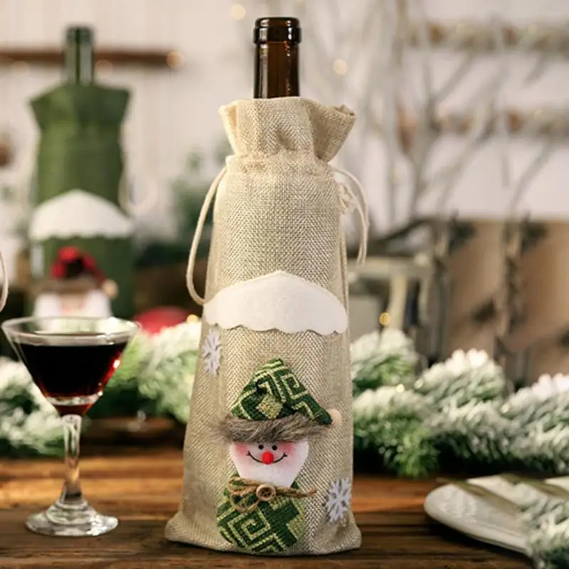 Новогодняя Рождественская винная бутылка, пылезащитный чехол, Санта Клаус, подарочные пакеты, рождественские украшения для дома, декор для обеденного стола - Color: E3