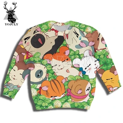 

YOJULY Toddler Baby 3D Printed Sweatshirt Hamtaro Boys Girls youth Fashion Anime Harajuku Casual tops Kids cartoon Hamster SW97