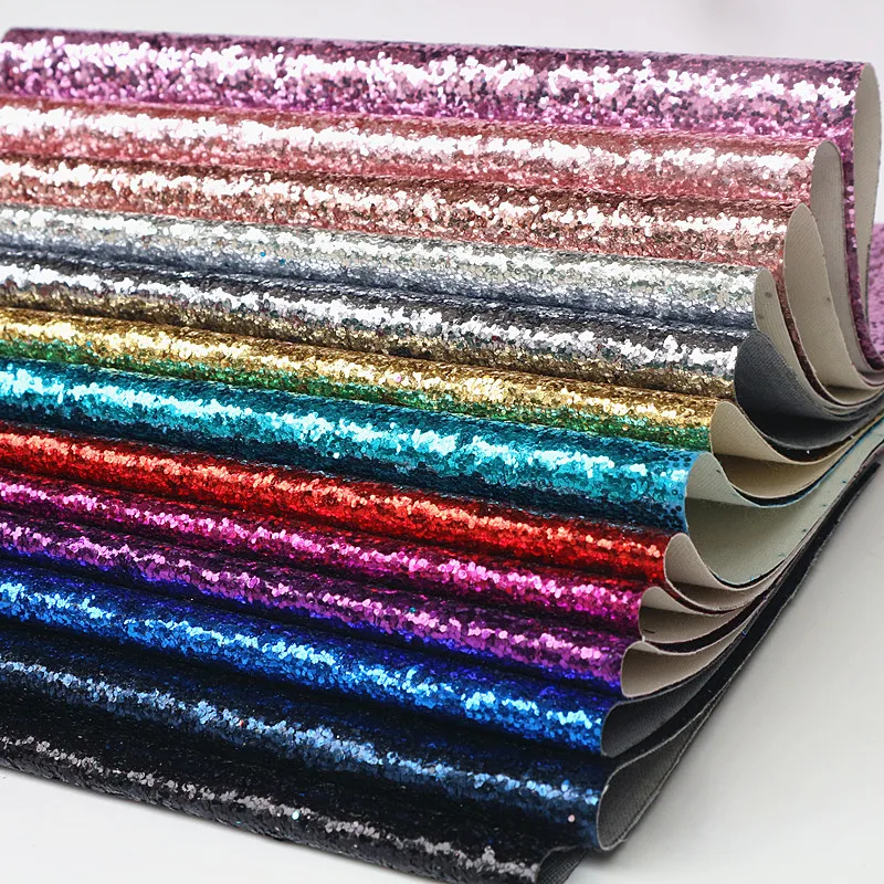 1PCS 21CMX29CM A4 Chunky Glitter Synthetic Faux Leather Sheet Glitter PU Leather Fabric DIY Bows Material Craft Supplies