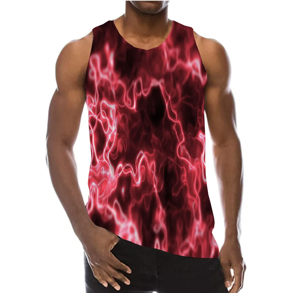 

UNEY Stripe Tank Tops For Men Summer 3D Print Lines Sleeveless Graphic Vest Sports La Hip hop Tops 2020 New