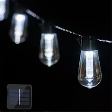 Chaîne solaire LED Lumières Décoration Extérieure Lumière Ampoule IP65, Patio Étanche Lampe De Vacances Guirlande pour Potager Meubles