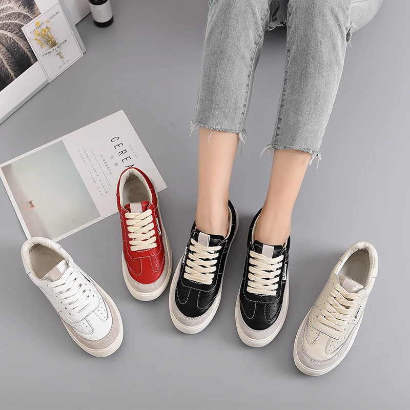 Women's Sport Shoes Casual Lace up Flats Female Sneakers White 2020 Summer Fashion Breathable Comfort Shoes For Women 831645