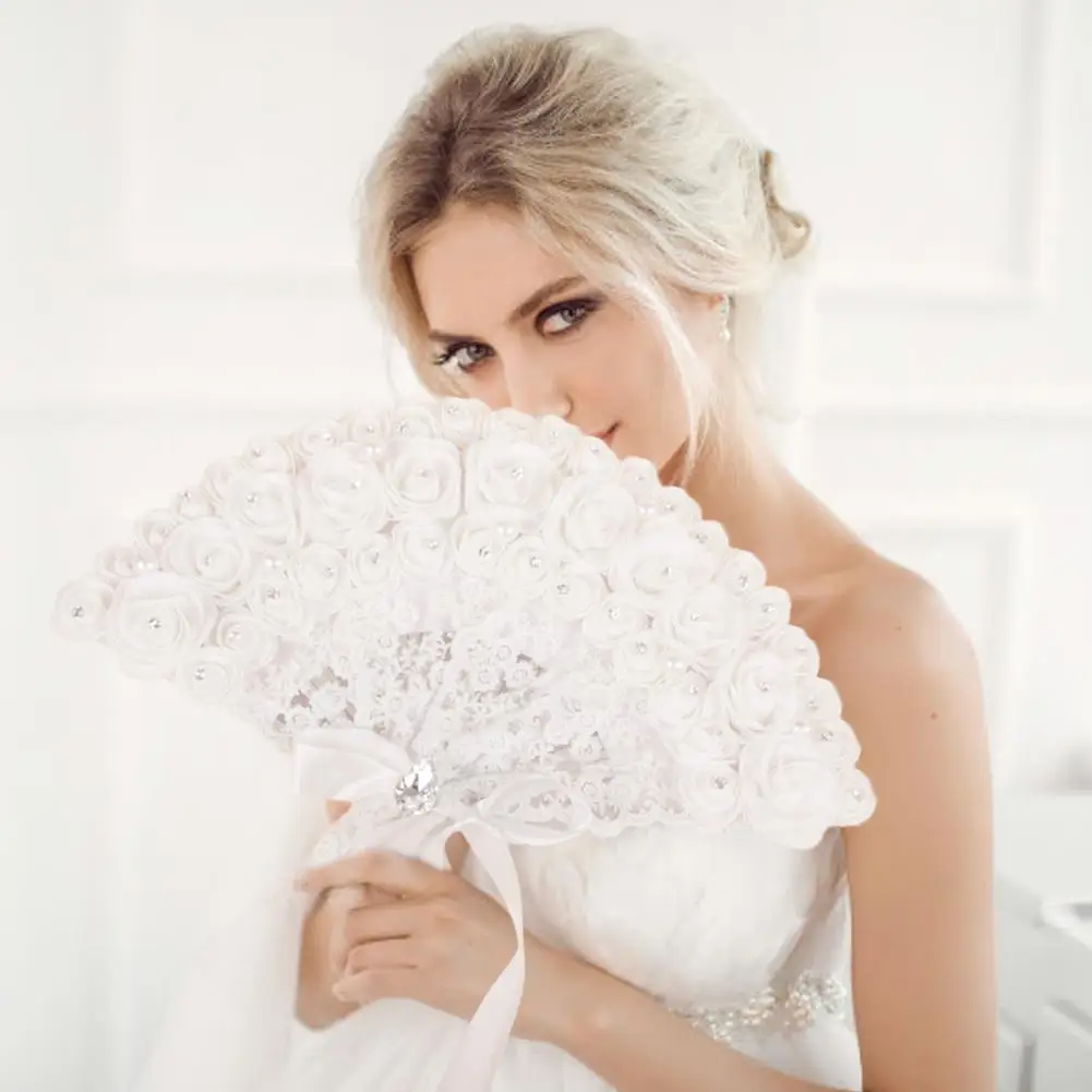 

Handheld Wedding Fan Rose Fans for Wedding Bride Supplies Photo Shooting Props Wedding Feather Hand Fans Feather Show Fan