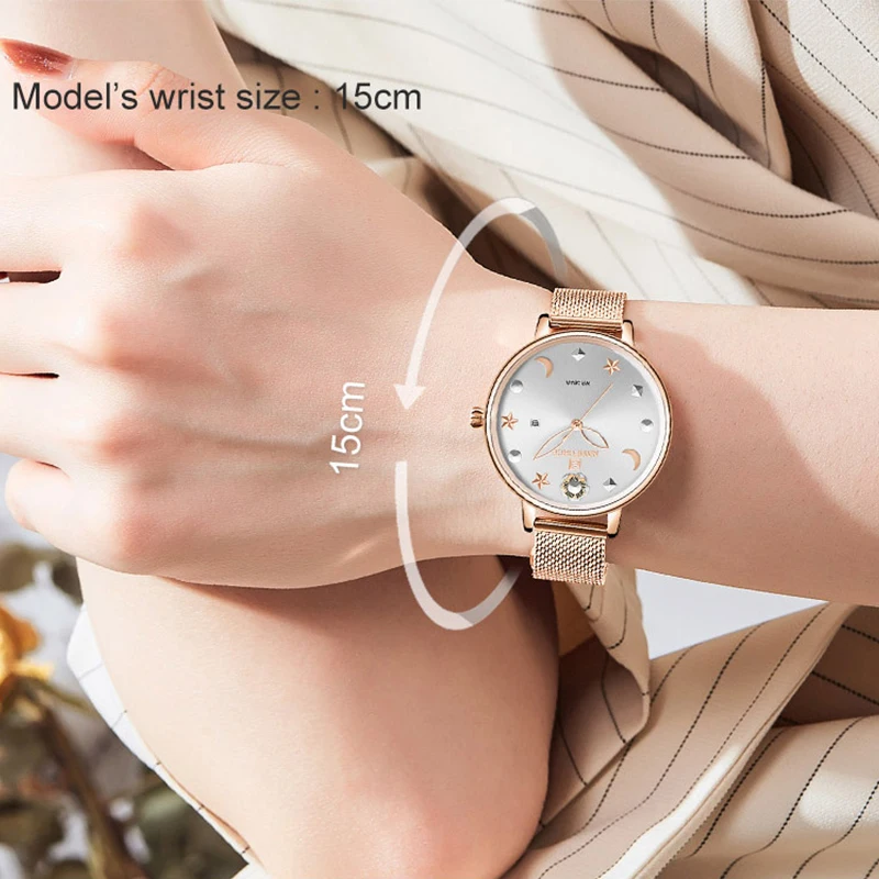 Роскошные NAVIFORCE женские часы водонепроницаемые модные креативные Moon Star дизайнерские женские наручные часы из розового золота Relogio Feminino