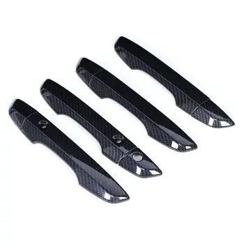 

Carbon Fiber Door Handle Cover Car ABS Plastic Glossy Black Replacement