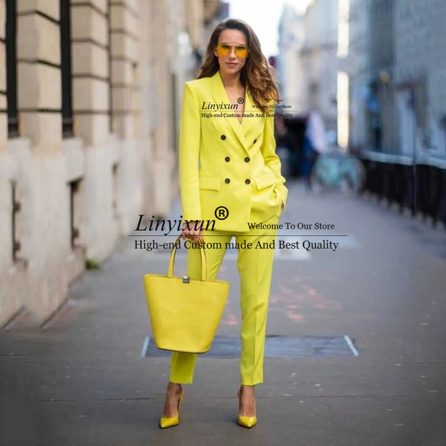Abiti Di Moda Per Donna Set Office Ladies Abito Da Cerimonia Formale Business Party Fibbia Blazer + Pantaloni Due Pezzi Set Tailleur Femme