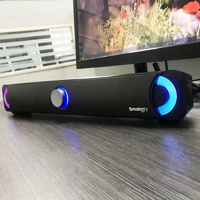 

Smalody Bluetooth 4.2 Soundbar Led Speaker Power 10W / Stereo / Subwoofer / Surround Sound / Colorful Led Light / 2000Mah Large