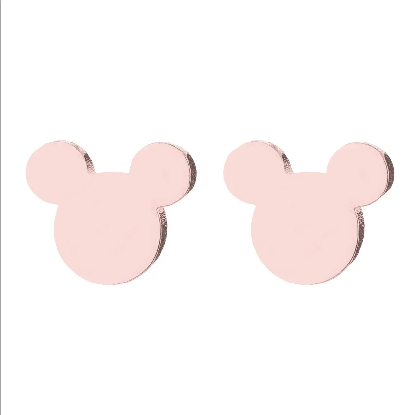 Yiustar Грация серьги «Микки Маус» крошечные Микки серьги для женщин девочек детей детские серьги-гвоздики мини мультфильм Ювелирные изделия Подарки - Metal Color: rose earrings