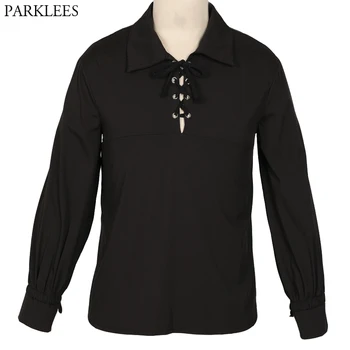 

Men Medieval Renaissance Pirate Tunic Top Larp Costume Lace Up Shirt Mens Middle Age Viking Cosplay Top Men Clothing Masculino