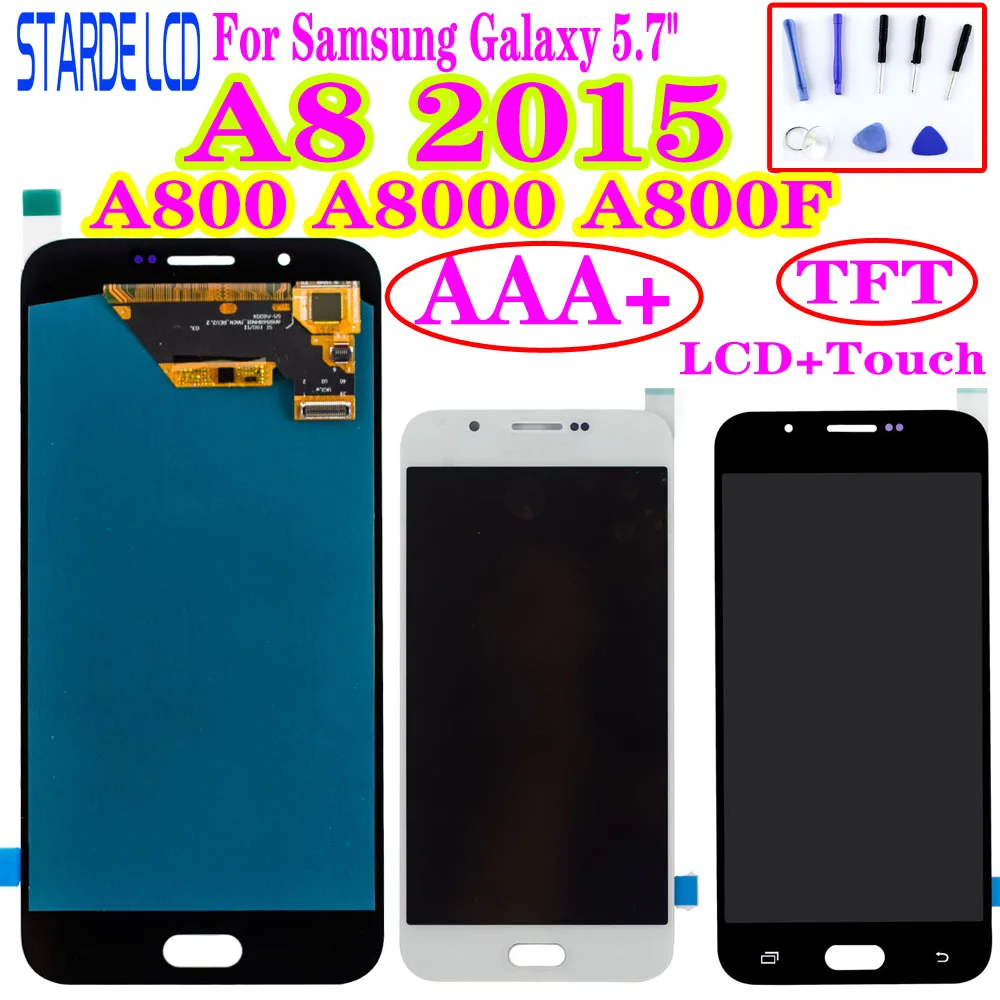 ЖК дисплей AAA + с регулировкой яркости для Samsung Galaxy A8 2015 A800 A8000 A800F сенсорным экраном