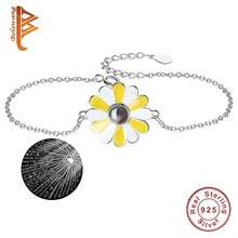 BELAWANG, 925 пробы, серебро, 100 языков, я люблю тебя, цветок маргаритки, женские браслеты, браслеты для женщин, подлинные серебряные ювелирные изделия