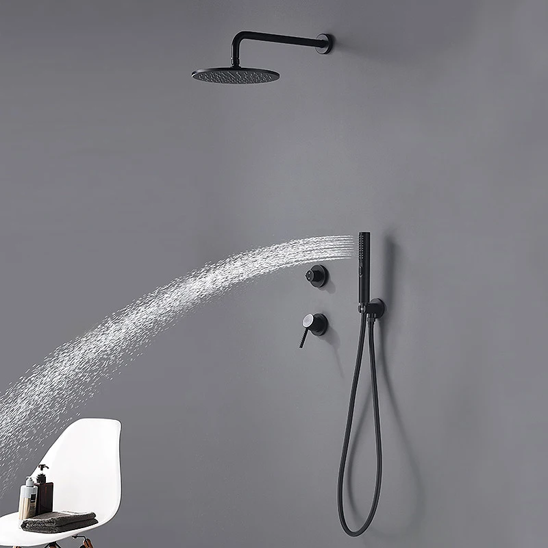 Beiluode настенный скрытый установочный черный смеситель для душа в комплекте