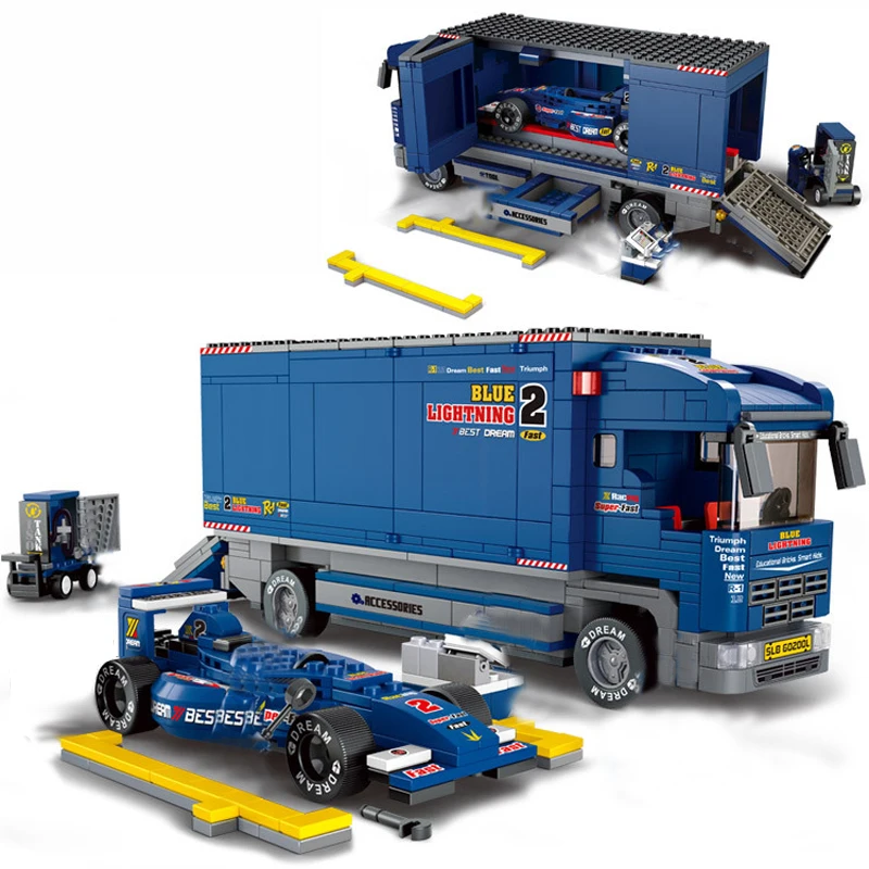 

City Vehicle Compatible Legoingly Car Container Truck Trailer Wagon Van Lorry Dump Truck Police Model Building Blocks kids Toys